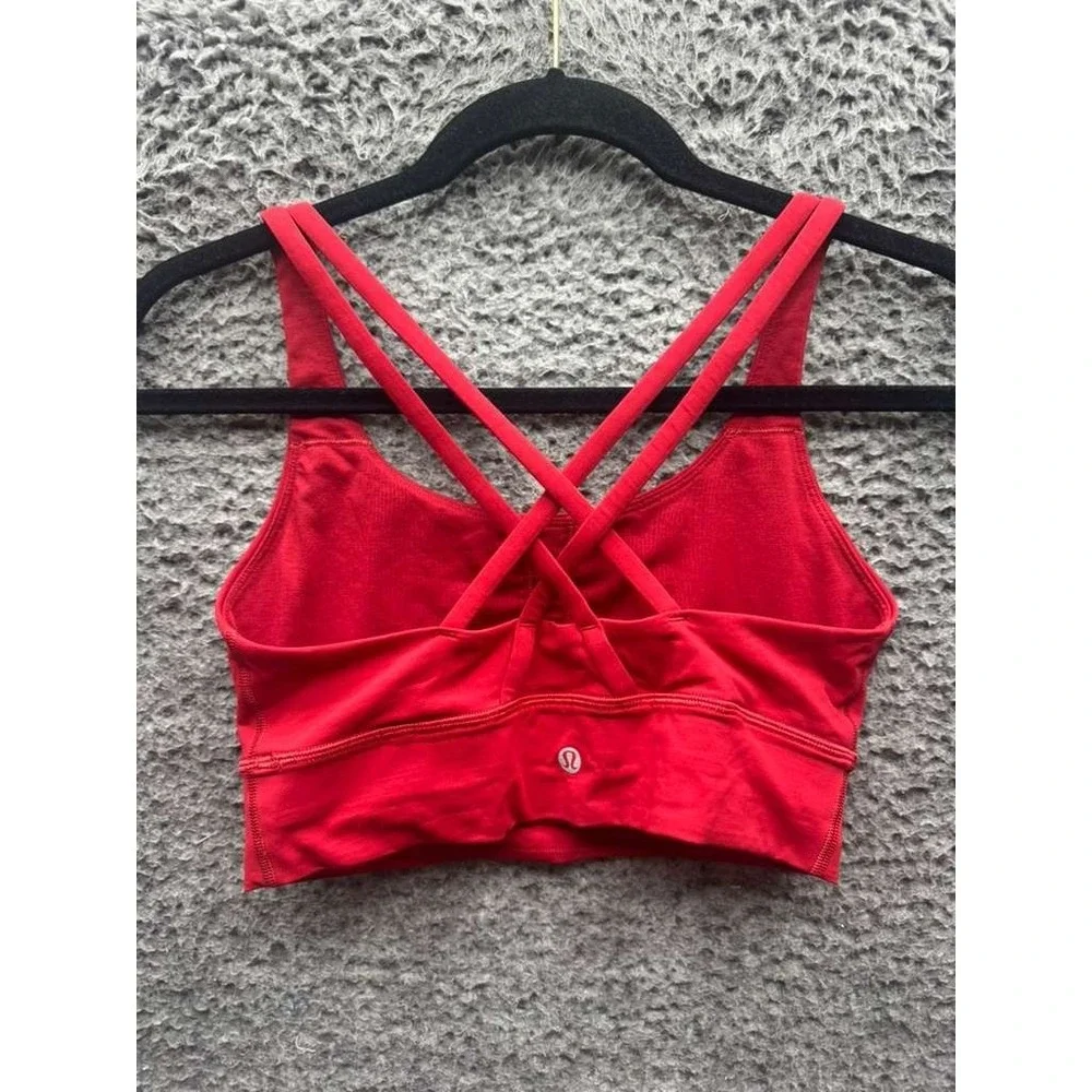 Lululemon SoulCycle Energy Longline Medium Support Bra Red Womens‎ Size 6